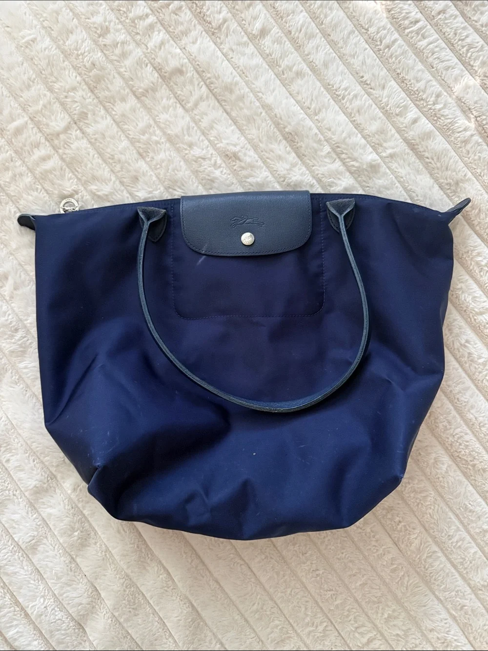 Longchamp Navy Nylon Tote with Leather Trim - Picture 1 of 3